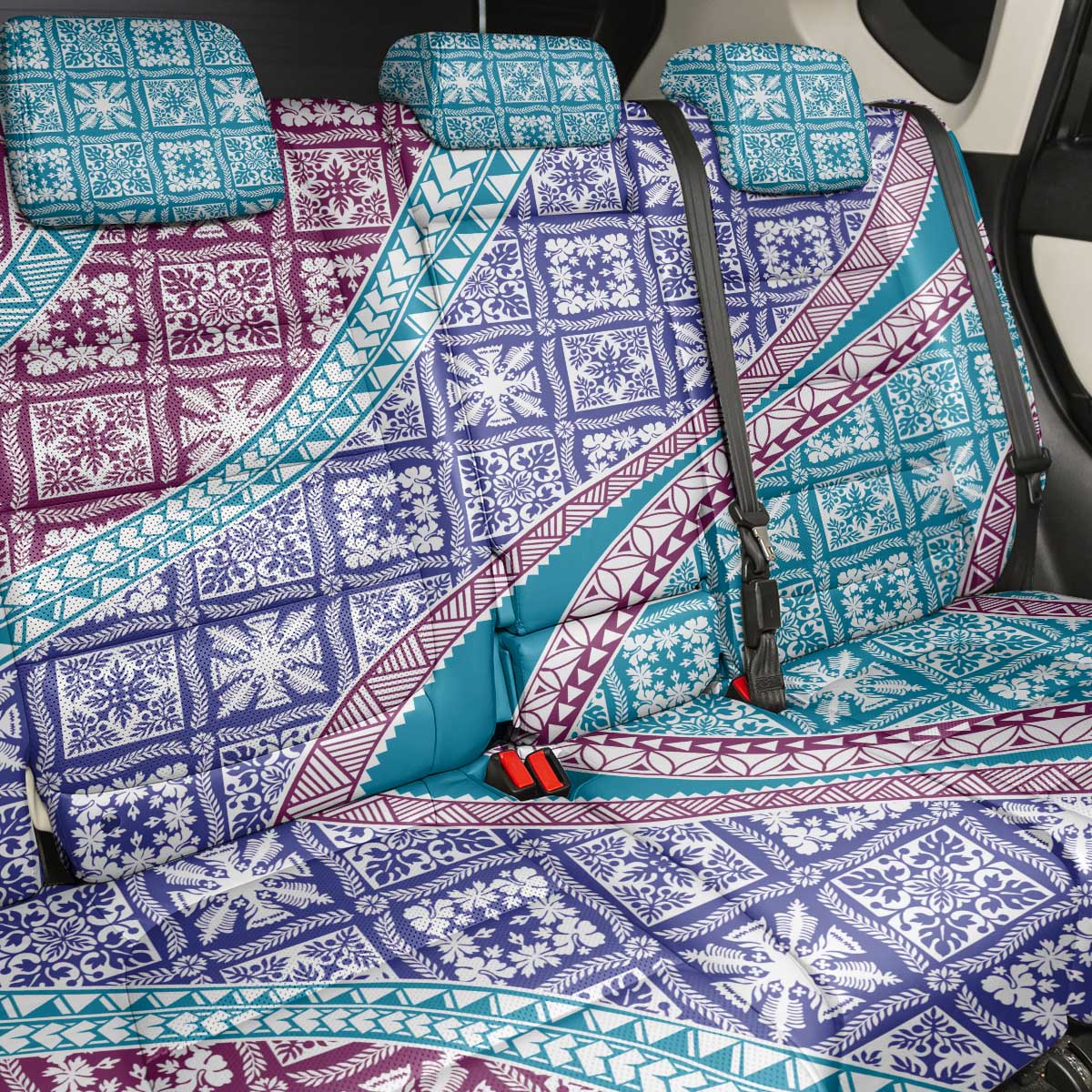 Hawaiian Quilt Pattern Back Car Seat Cover Purple Blue Color Mixed LT01 - Polynesian Pride