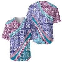 Hawaiian Quilt Pattern Baseball Jersey Purple Blue Color Mixed LT01 - Polynesian Pride