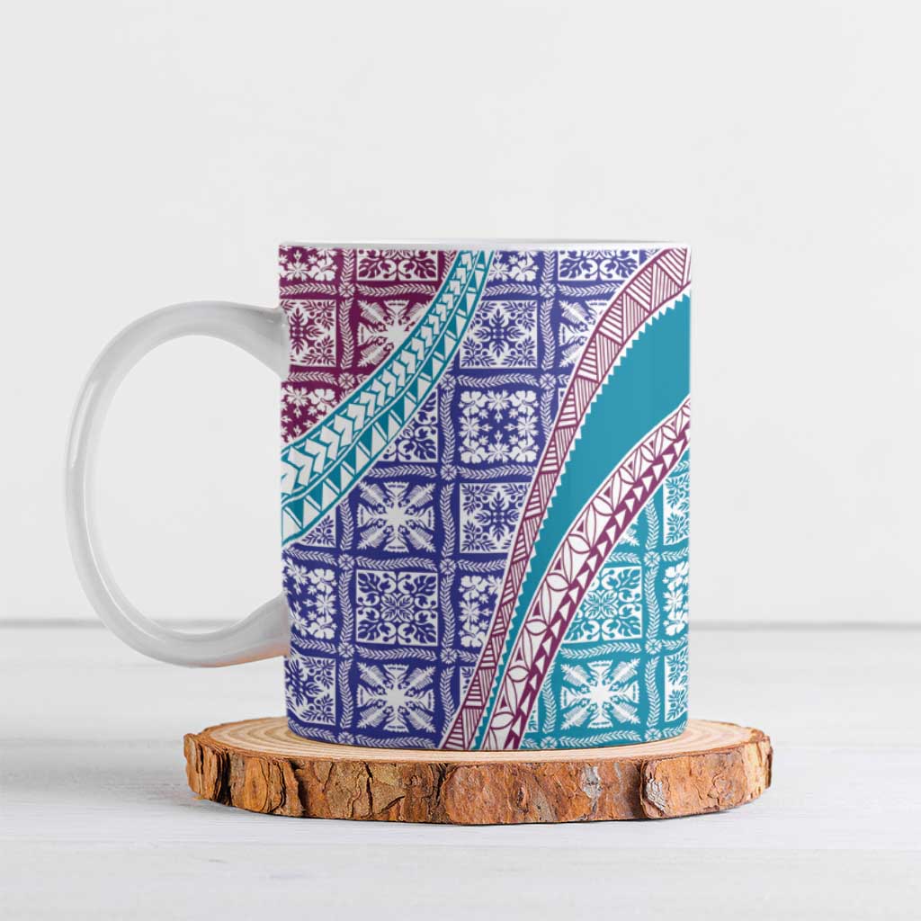 Hawaiian Quilt Pattern Ceramic Mug Purple Blue Color Mixed LT01 Purple - Polynesian Pride