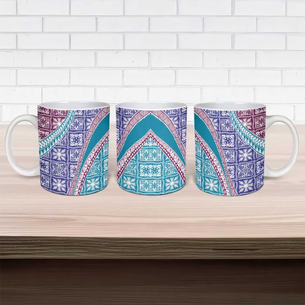 Hawaiian Quilt Pattern Ceramic Mug Purple Blue Color Mixed LT01 - Polynesian Pride
