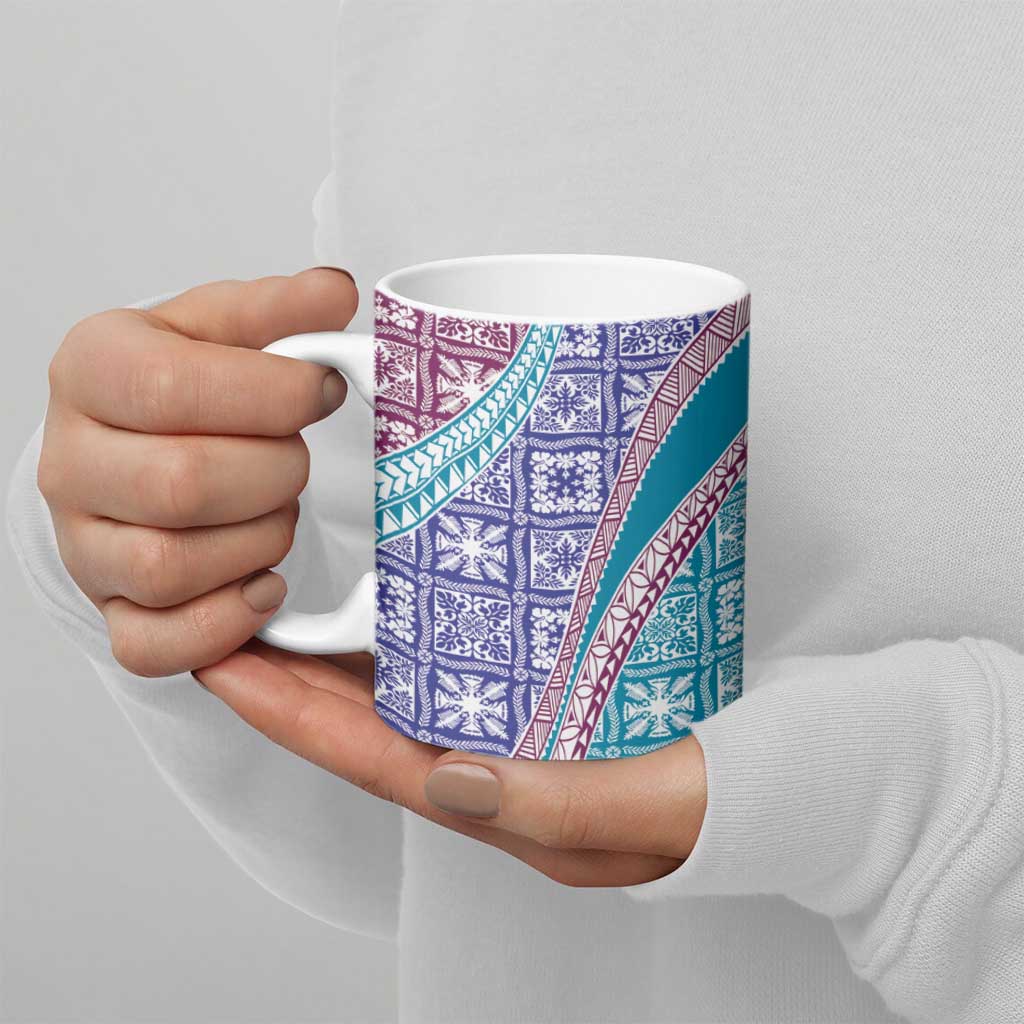 Hawaiian Quilt Pattern Ceramic Mug Purple Blue Color Mixed LT01 - Polynesian Pride