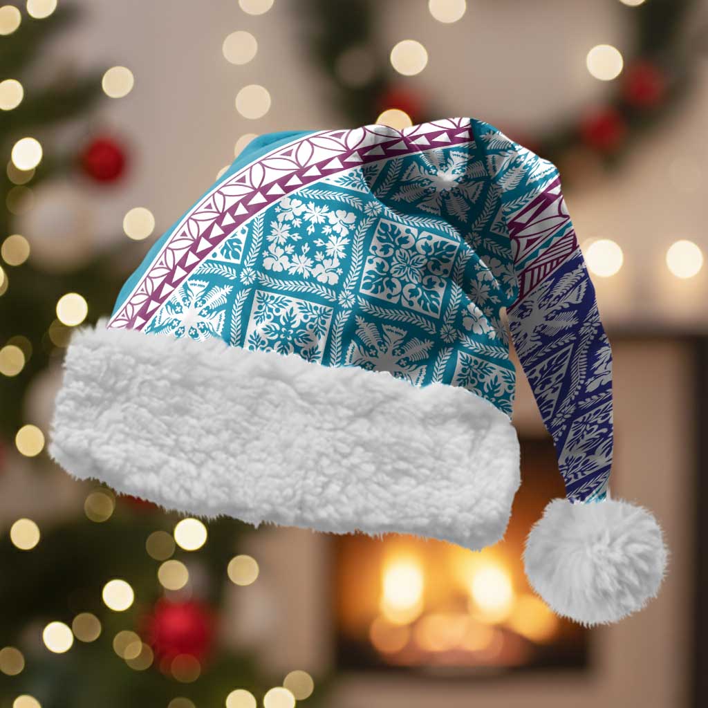 Hawaiian Quilt Pattern Christmas Santa Hat Purple Blue Color Mixed - Polynesian Pride
