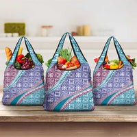 Hawaiian Quilt Pattern Grocery Bag Purple Blue Color Mixed LT01 3-pack One Size Purple - Polynesian Pride