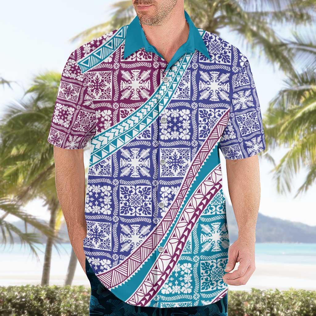 Hawaiian Quilt Pattern Hawaiian Shirt Purple Blue Color Mixed LT01 - Polynesian Pride