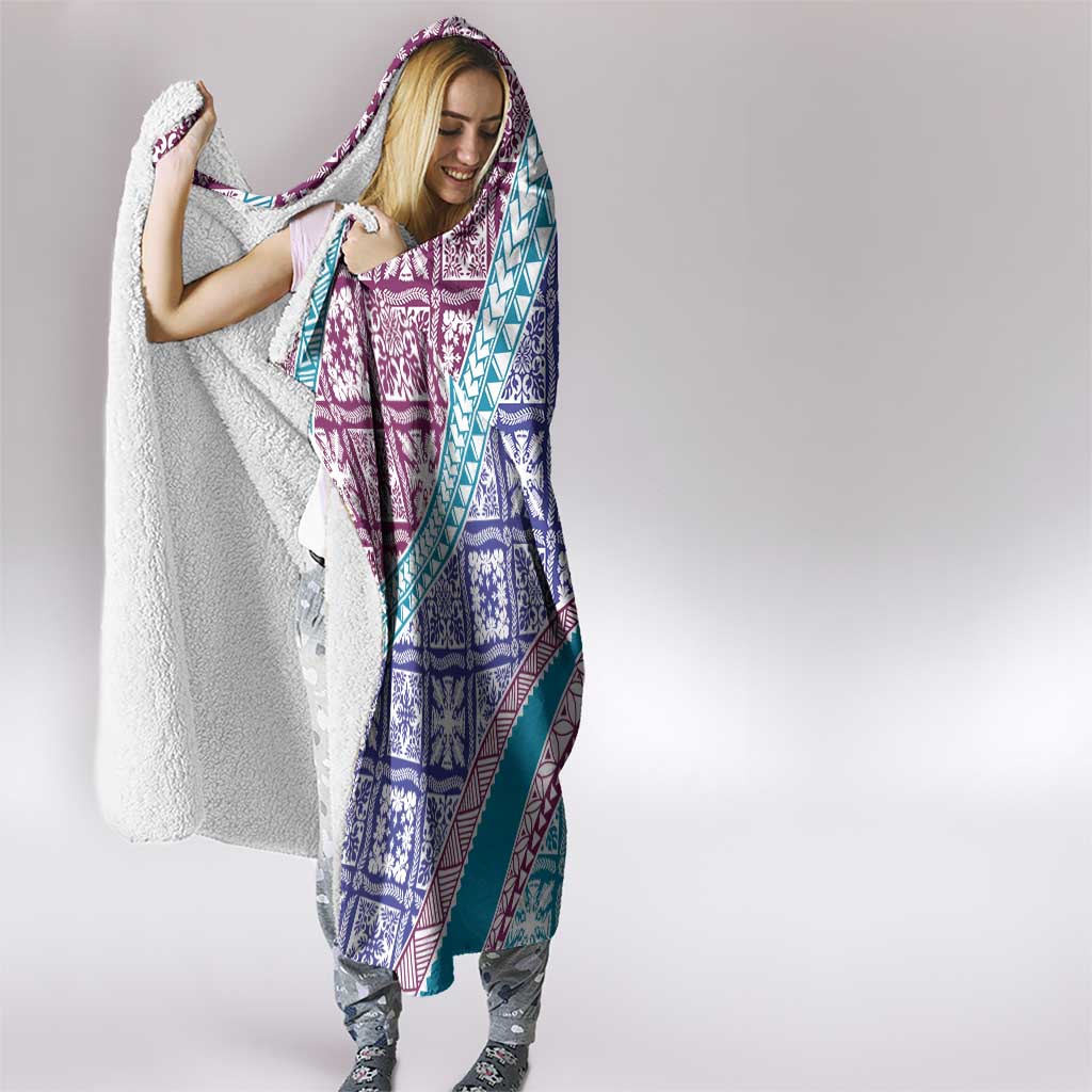 Hawaiian Quilt Pattern Hooded Blanket Purple Blue Color Mixed - Polynesian Pride