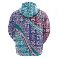Hawaiian Quilt Pattern Hoodie Purple Blue Color Mixed - Polynesian Pride