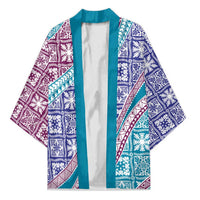 Hawaiian Quilt Pattern Kimono Purple Blue Color Mixed LT01 Unisex Purple - Polynesian Pride