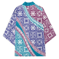 Hawaiian Quilt Pattern Kimono Purple Blue Color Mixed LT01 - Polynesian Pride