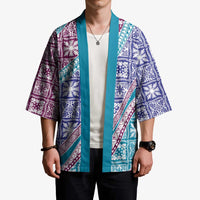 Hawaiian Quilt Pattern Kimono Purple Blue Color Mixed LT01 - Polynesian Pride