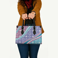 Hawaiian Quilt Pattern Leather Bag Purple Blue Color Mixed LT01 - Polynesian Pride