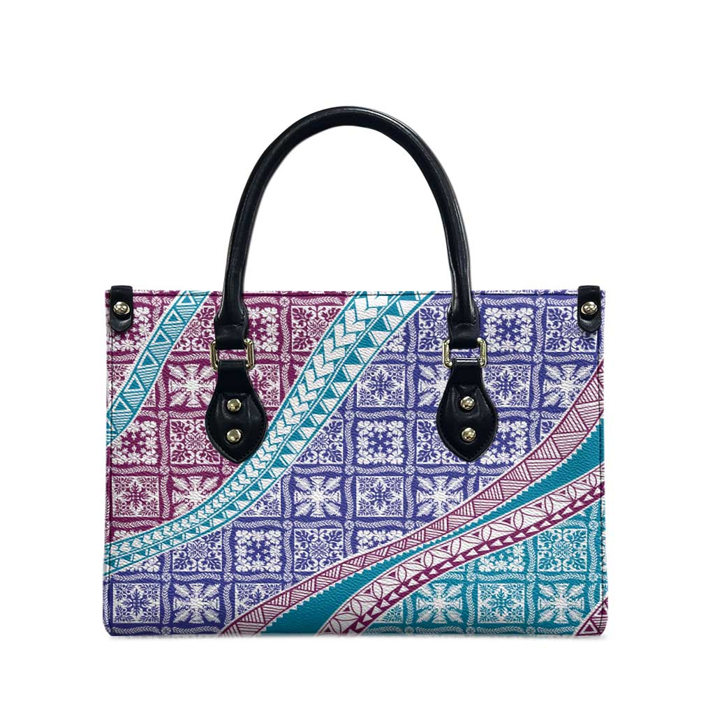 Hawaiian Quilt Pattern Leather Bag Purple Blue Color Mixed LT01 - Polynesian Pride