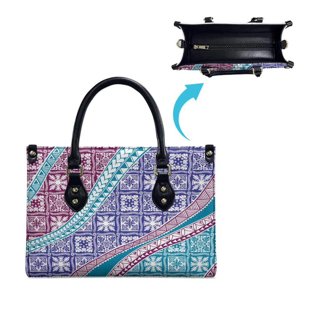 Hawaiian Quilt Pattern Leather Bag Purple Blue Color Mixed LT01 - Polynesian Pride