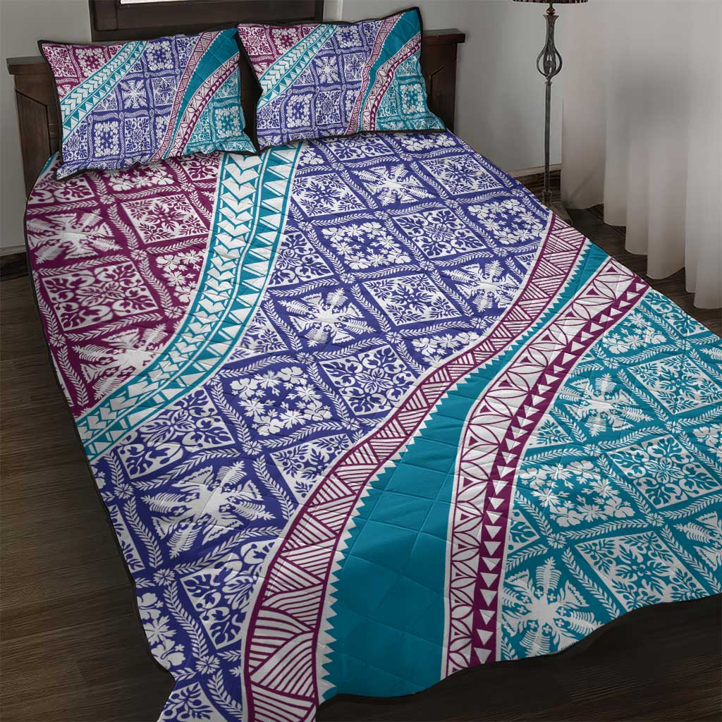 Hawaiian Quilt Pattern Quilt Bed Set Purple Blue Color Mixed LT01 Purple - Polynesian Pride