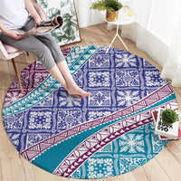 Hawaiian Quilt Pattern Round Carpet Purple Blue Color Mixed LT01 - Polynesian Pride