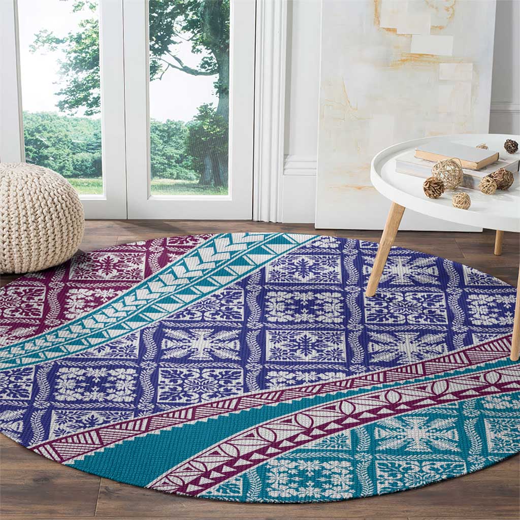 Hawaiian Quilt Pattern Round Carpet Purple Blue Color Mixed LT01 - Polynesian Pride