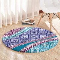Hawaiian Quilt Pattern Round Carpet Purple Blue Color Mixed LT01 - Polynesian Pride