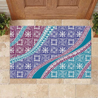 Hawaiian Quilt Pattern Rubber Doormat Purple Blue Color Mixed LT01 Purple - Polynesian Pride