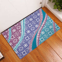 Hawaiian Quilt Pattern Rubber Doormat Purple Blue Color Mixed LT01 - Polynesian Pride