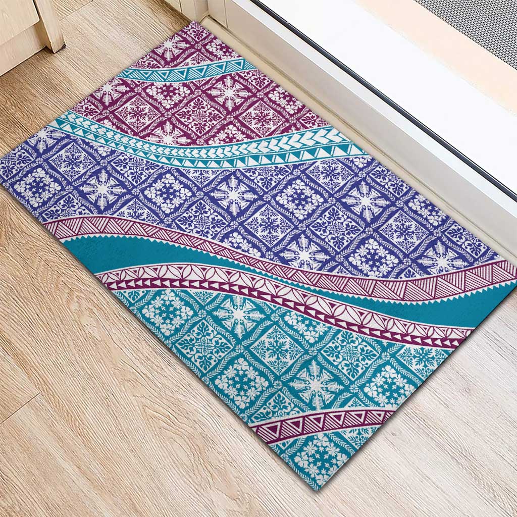 Hawaiian Quilt Pattern Rubber Doormat Purple Blue Color Mixed LT01 - Polynesian Pride