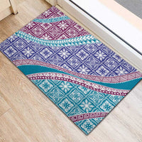 Hawaiian Quilt Pattern Rubber Doormat Purple Blue Color Mixed LT01 - Polynesian Pride