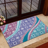 Hawaiian Quilt Pattern Rubber Doormat Purple Blue Color Mixed LT01 - Polynesian Pride