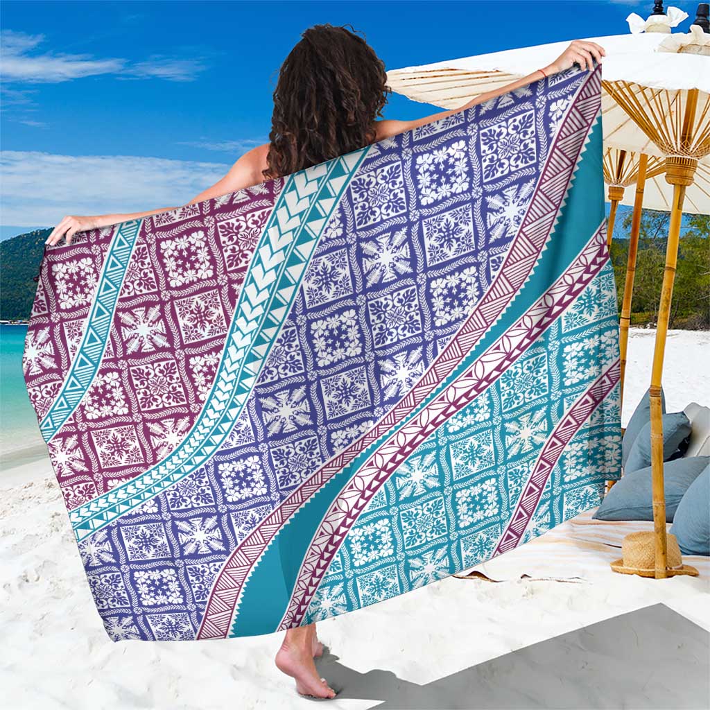 Hawaiian Quilt Pattern Sarong Purple Blue Color Mixed LT01 One Size 44 x 66 inches Purple - Polynesian Pride