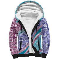 Hawaiian Quilt Pattern Sherpa Hoodie Purple Blue Color Mixed LT01 Unisex Purple - Polynesian Pride