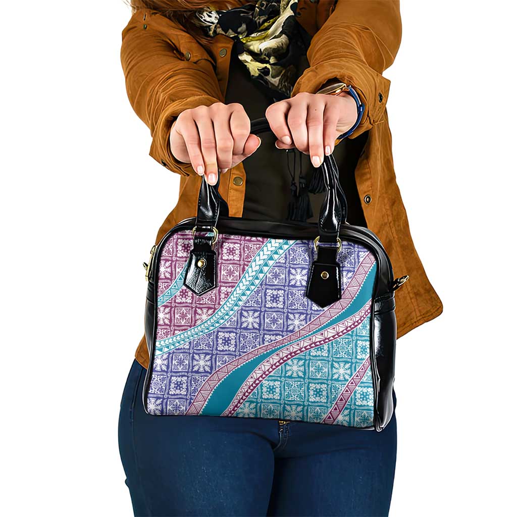 Hawaiian Quilt Pattern Shoulder Handbag Purple Blue Color Mixed - Polynesian Pride