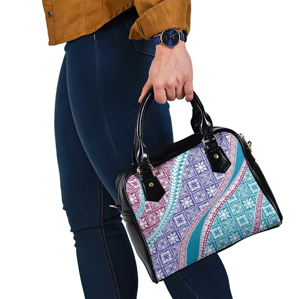 Hawaiian Quilt Pattern Shoulder Handbag Purple Blue Color Mixed - Polynesian Pride