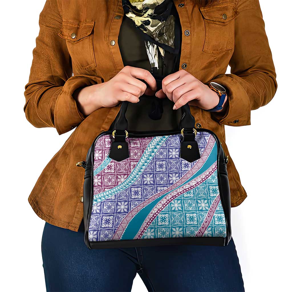 Hawaiian Quilt Pattern Shoulder Handbag Purple Blue Color Mixed - Polynesian Pride