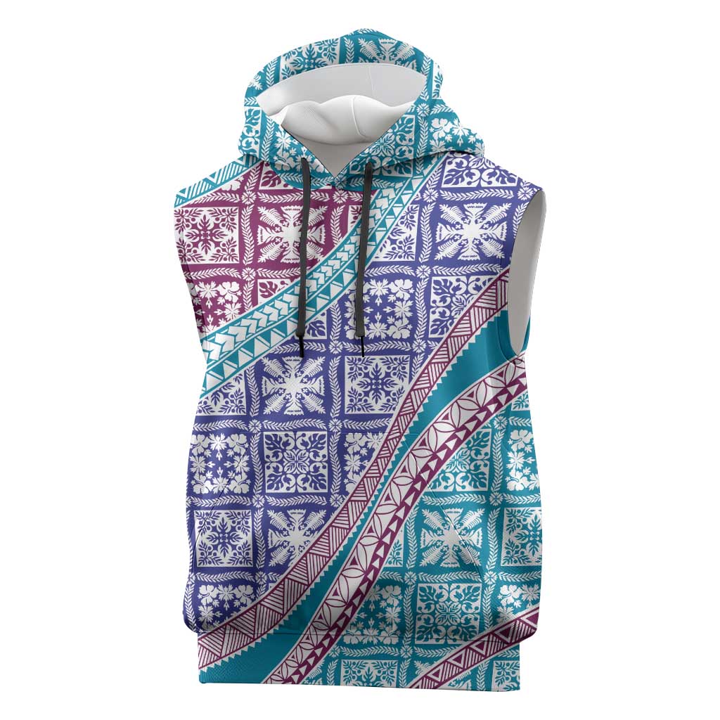 Hawaiian Quilt Pattern Sleeveless Hoodie Purple Blue Color Mixed LT01 Purple - Polynesian Pride