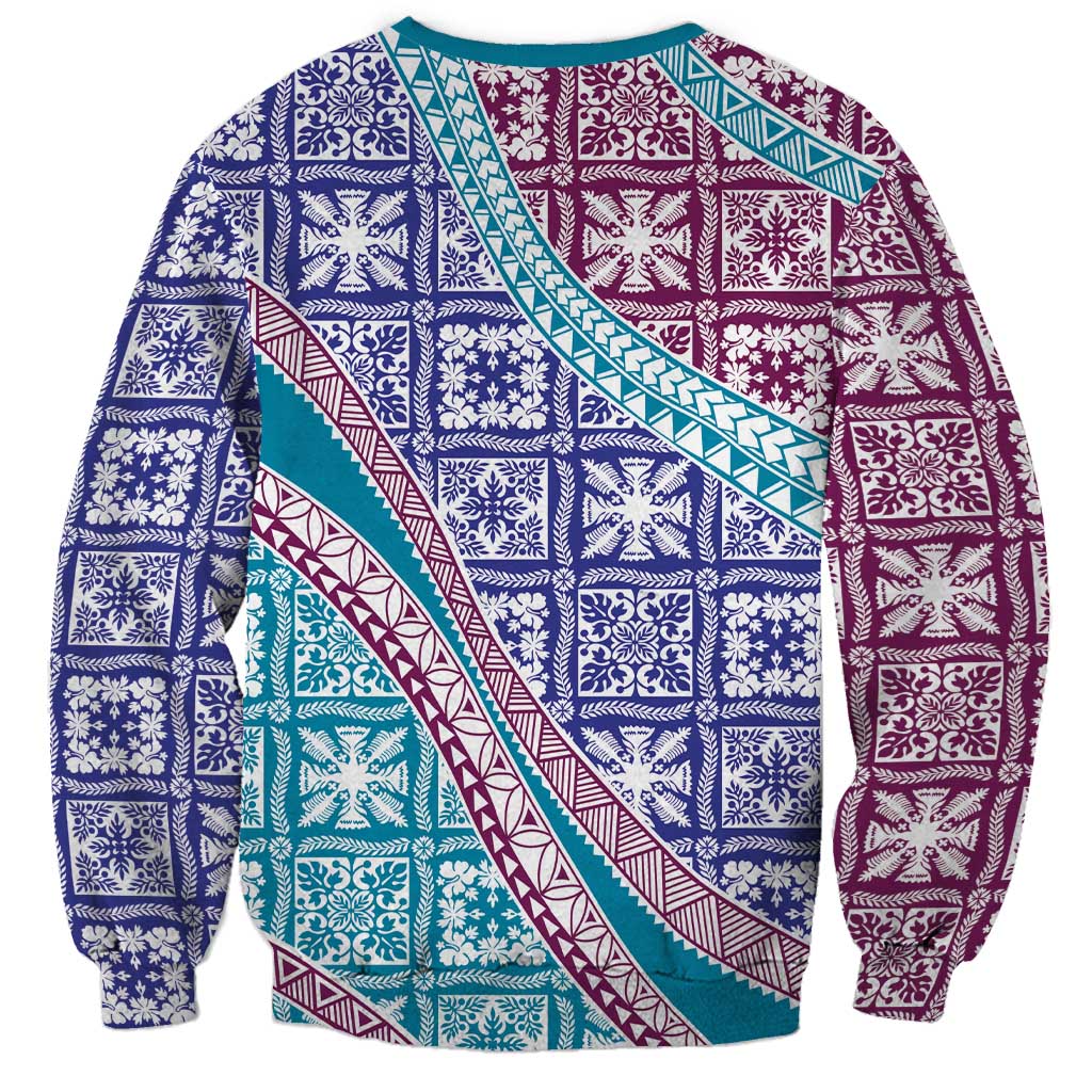 Hawaiian Quilt Pattern Sweatshirt Purple Blue Color Mixed LT01 - Polynesian Pride