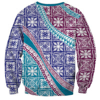 Hawaiian Quilt Pattern Sweatshirt Purple Blue Color Mixed LT01 - Polynesian Pride