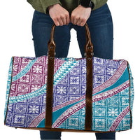 Hawaiian Quilt Pattern Travel Bag Purple Blue Color Mixed - Polynesian Pride