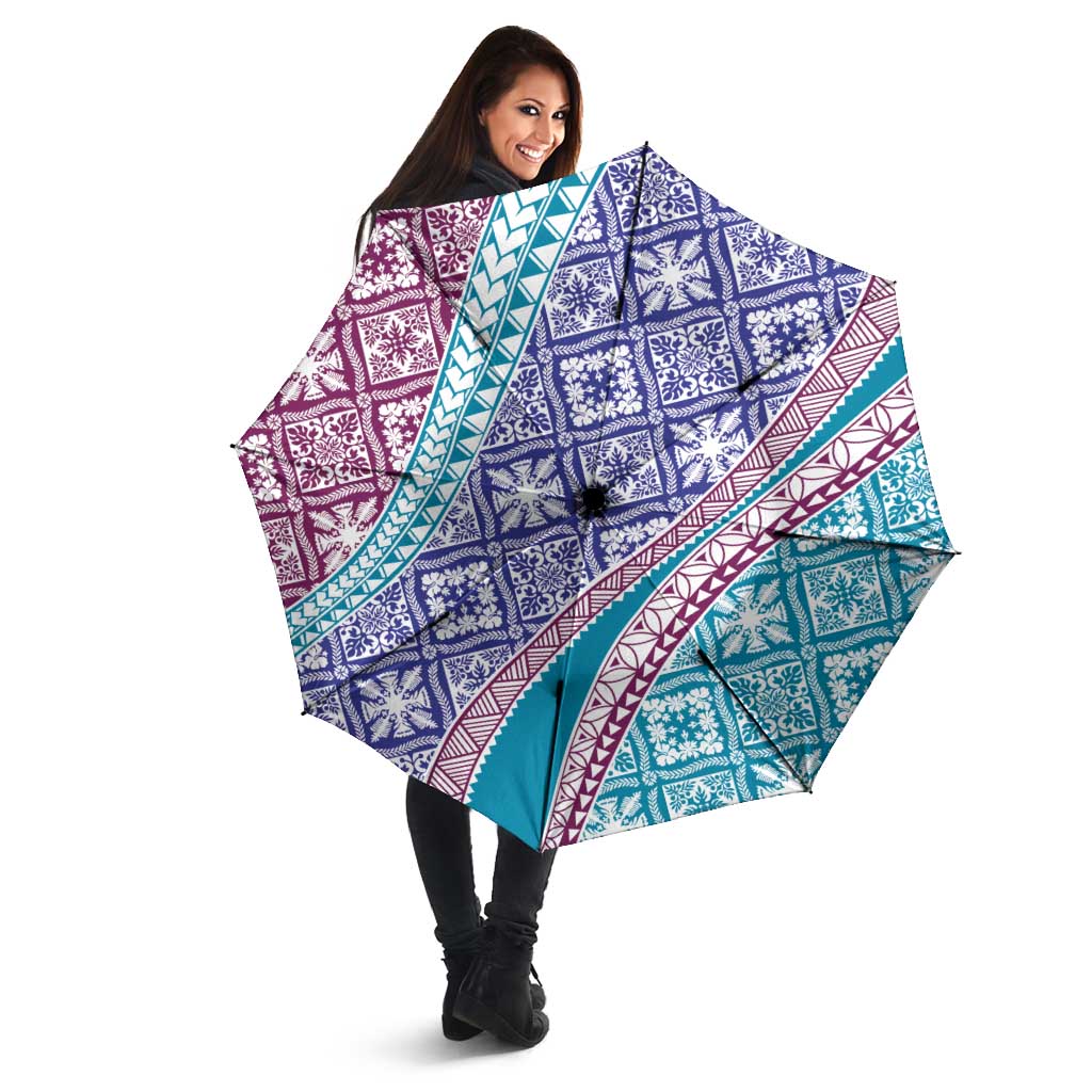 Hawaiian Quilt Pattern Umbrella Purple Blue Color Mixed LT01 - Polynesian Pride
