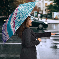 Hawaiian Quilt Pattern Umbrella Purple Blue Color Mixed LT01 - Polynesian Pride