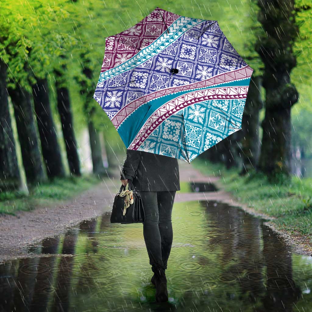 Hawaiian Quilt Pattern Umbrella Purple Blue Color Mixed LT01 - Polynesian Pride