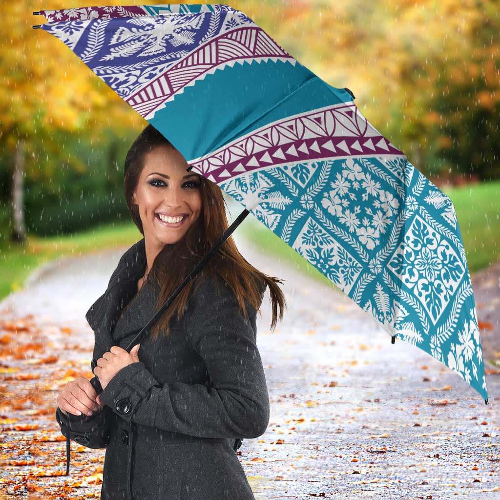Hawaiian Quilt Pattern Umbrella Purple Blue Color Mixed LT01 - Polynesian Pride