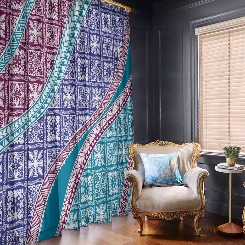 Hawaiian Quilt Pattern Window Curtain Purple Blue Color Mixed LT01 - Polynesian Pride