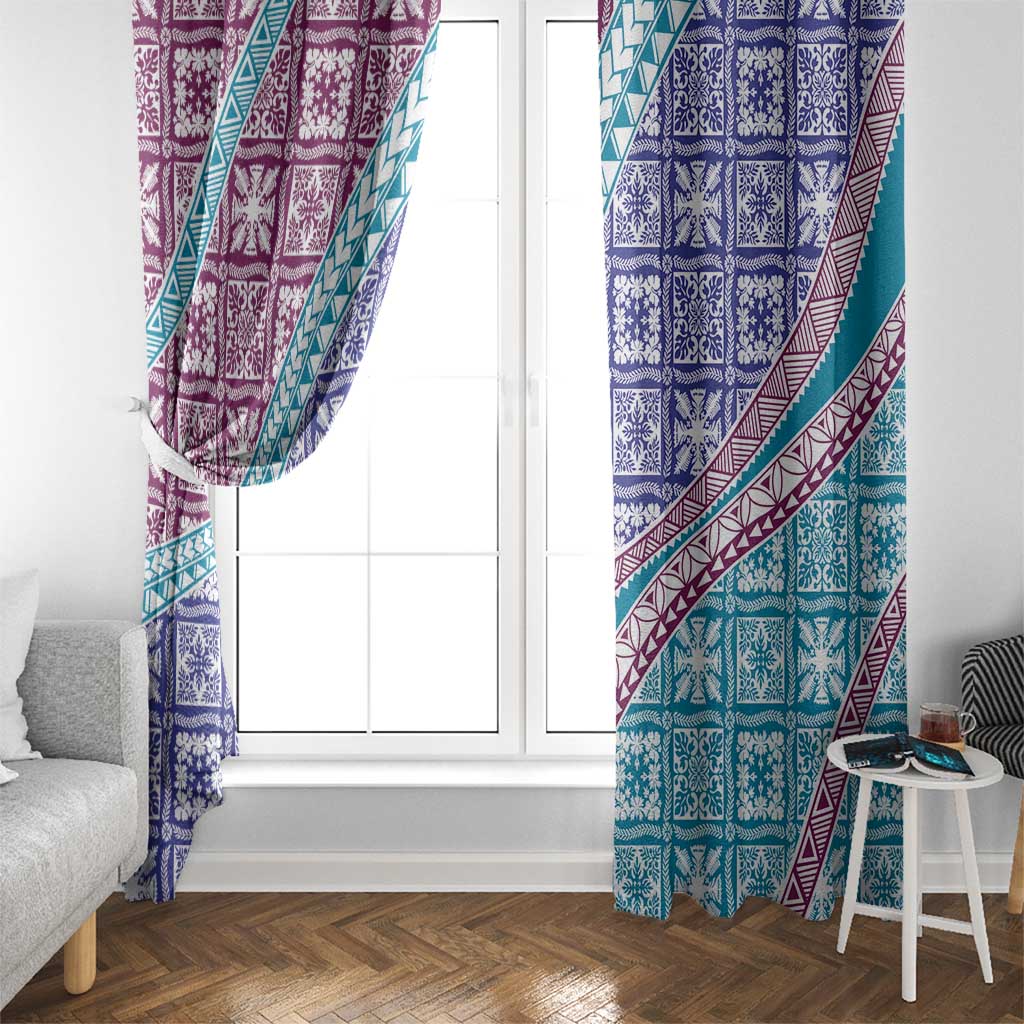 Hawaiian Quilt Pattern Window Curtain Purple Blue Color Mixed LT01 - Polynesian Pride