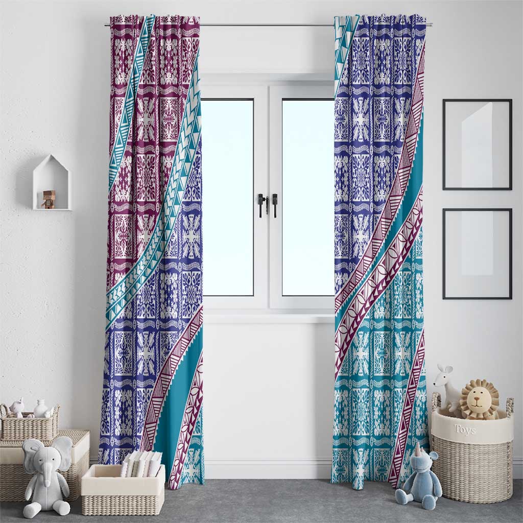 Hawaiian Quilt Pattern Window Curtain Purple Blue Color Mixed LT01 - Polynesian Pride