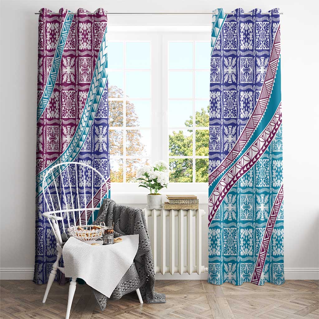 Hawaiian Quilt Pattern Window Curtain Purple Blue Color Mixed LT01 - Polynesian Pride