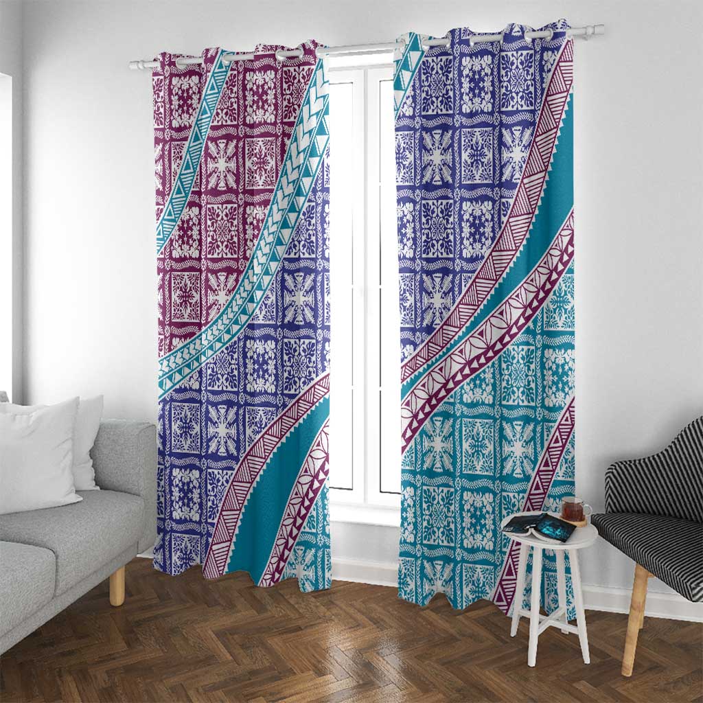 Hawaiian Quilt Pattern Window Curtain Purple Blue Color Mixed LT01 With Grommets Purple - Polynesian Pride