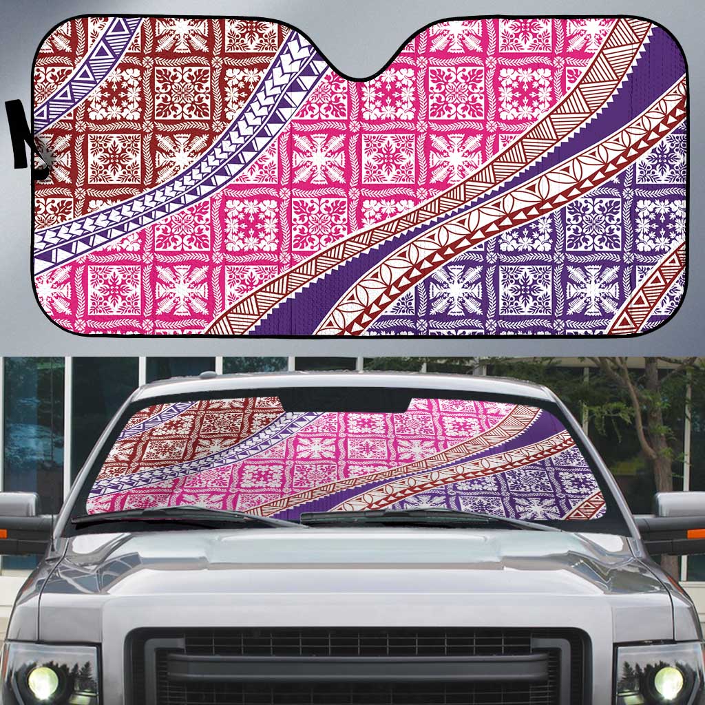 Hawaiian Quilt Pattern Auto Sun Shade Sweet Color Mixed LT01 Pink - Polynesian Pride