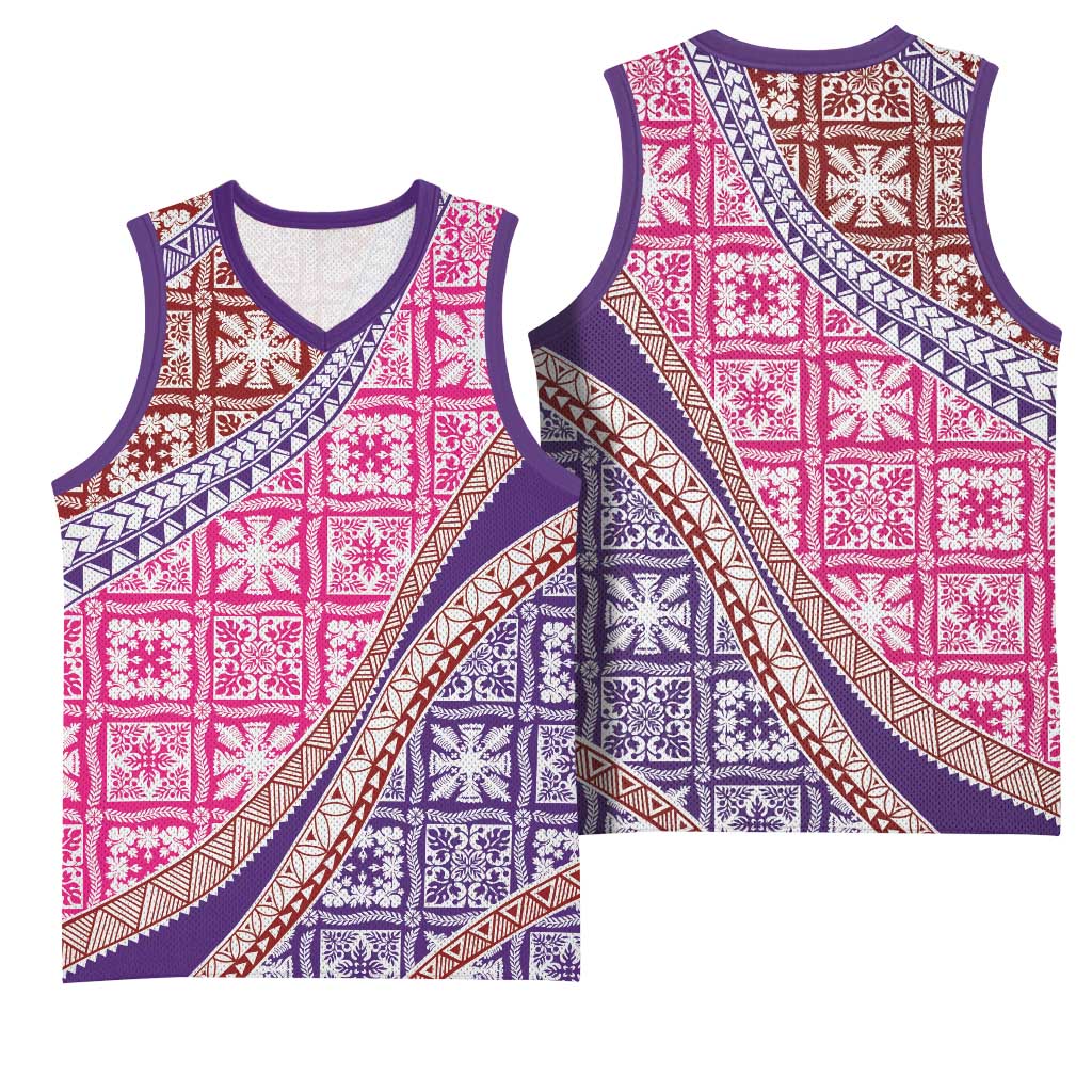 Hawaiian Quilt Pattern Basketball Jersey Sweet Color Mixed LT01 - Polynesian Pride