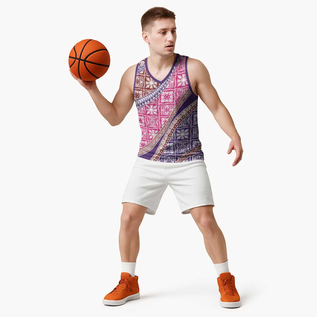 Hawaiian Quilt Pattern Basketball Jersey Sweet Color Mixed LT01 - Polynesian Pride