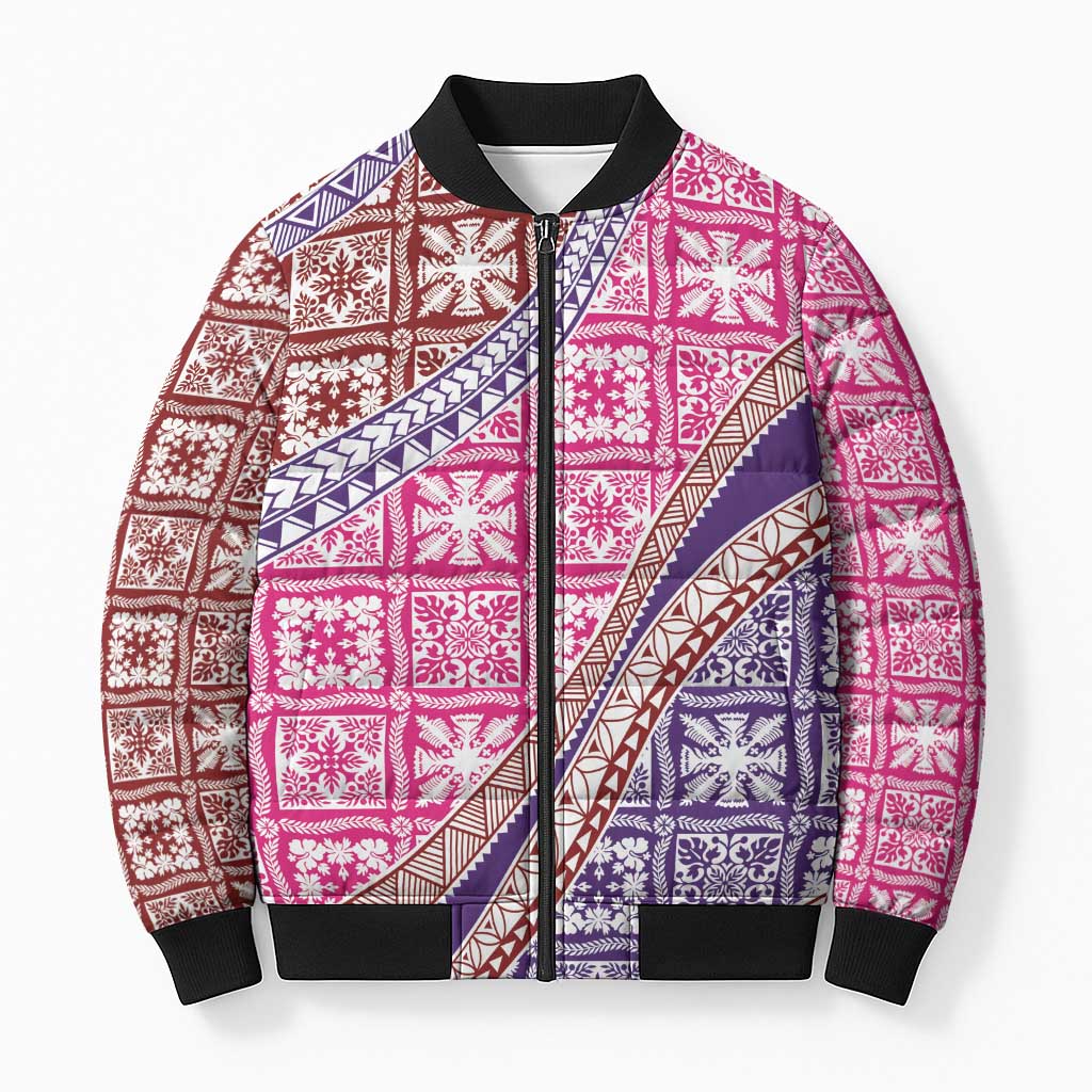 Hawaiian Quilt Pattern Bomber Puffer Jacket Sweet Color Mixed LT01 Unisex Pink - Polynesian Pride