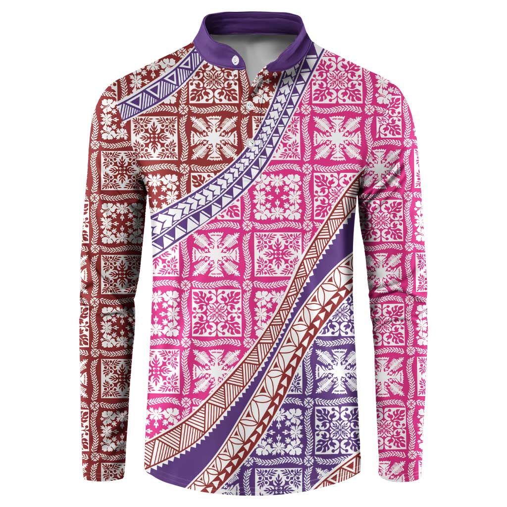 Hawaiian Quilt Pattern Button Sweatshirt Sweet Color Mixed LT01 Pink - Polynesian Pride