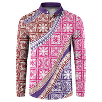 Hawaiian Quilt Pattern Button Sweatshirt Sweet Color Mixed LT01 Pink - Polynesian Pride