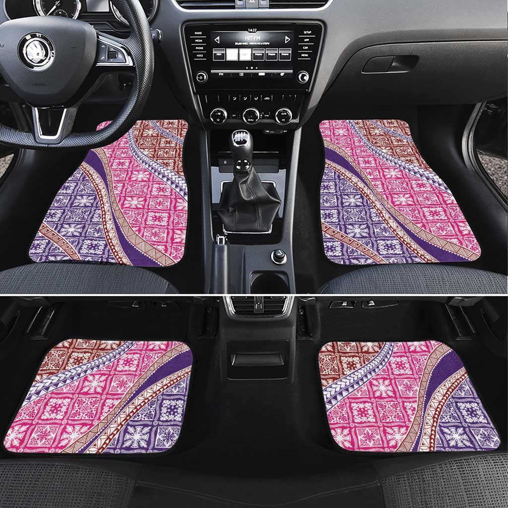 Hawaiian Quilt Pattern Car Mats Sweet Color Mixed LT01 Set 4pcs Pink - Polynesian Pride